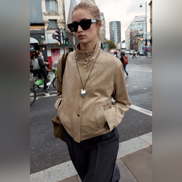 Zara Faux Suede Jacket Size Small - Picture 1 of 12